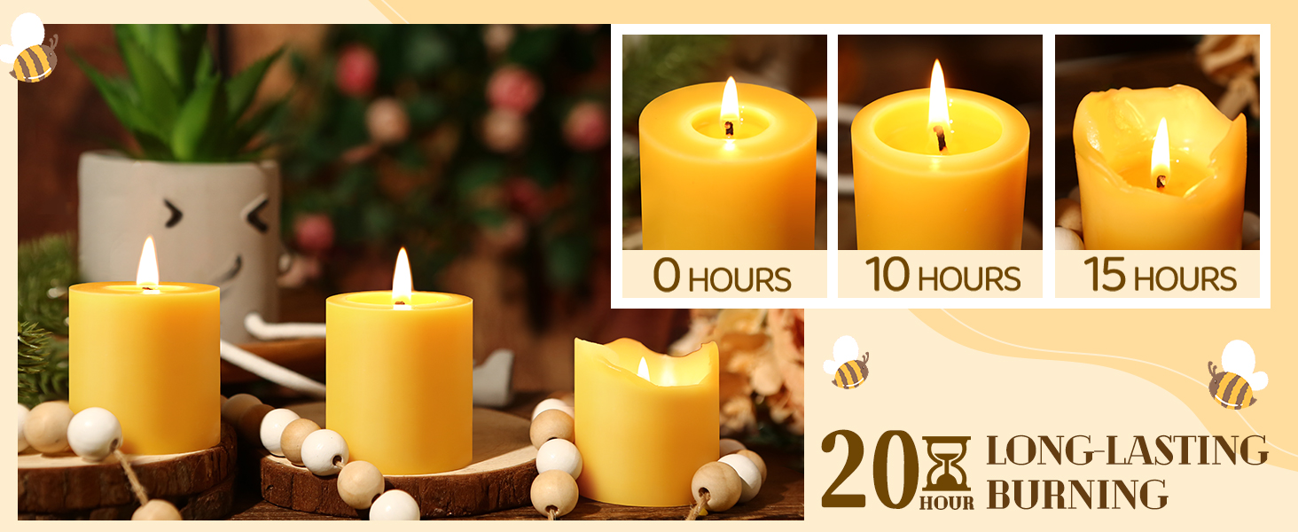 Natural Beeswax Pillar Candles