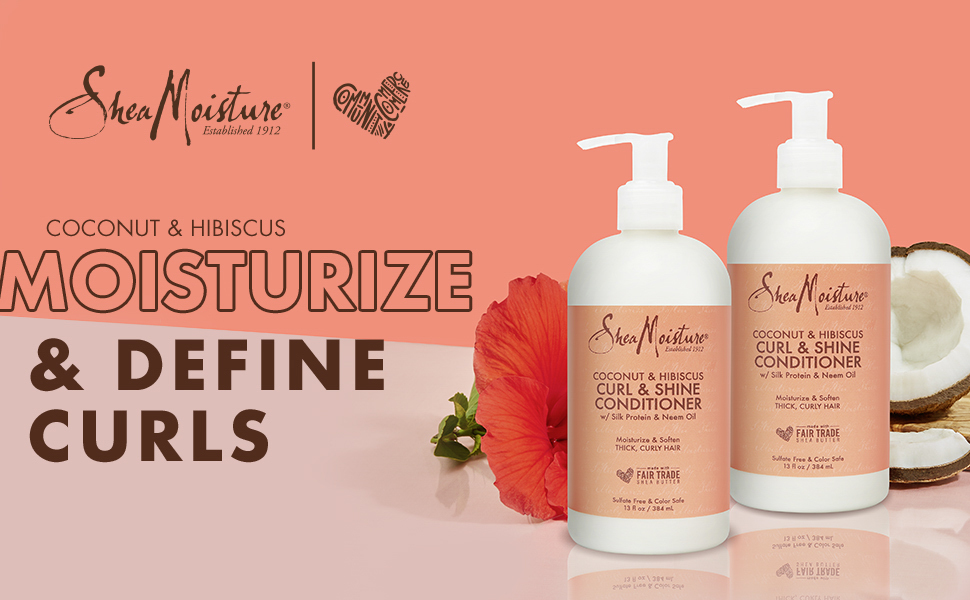 SheaMoisture Coconut & Hibiscus Conditioner Bottles with Coconut in background