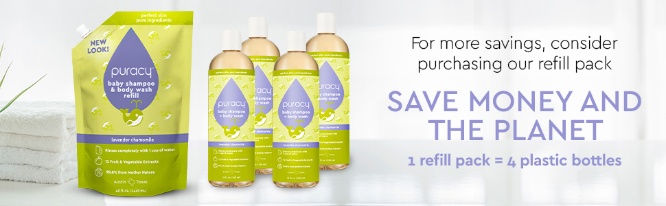 four bottles of baby shampoo is equal to one refill pack