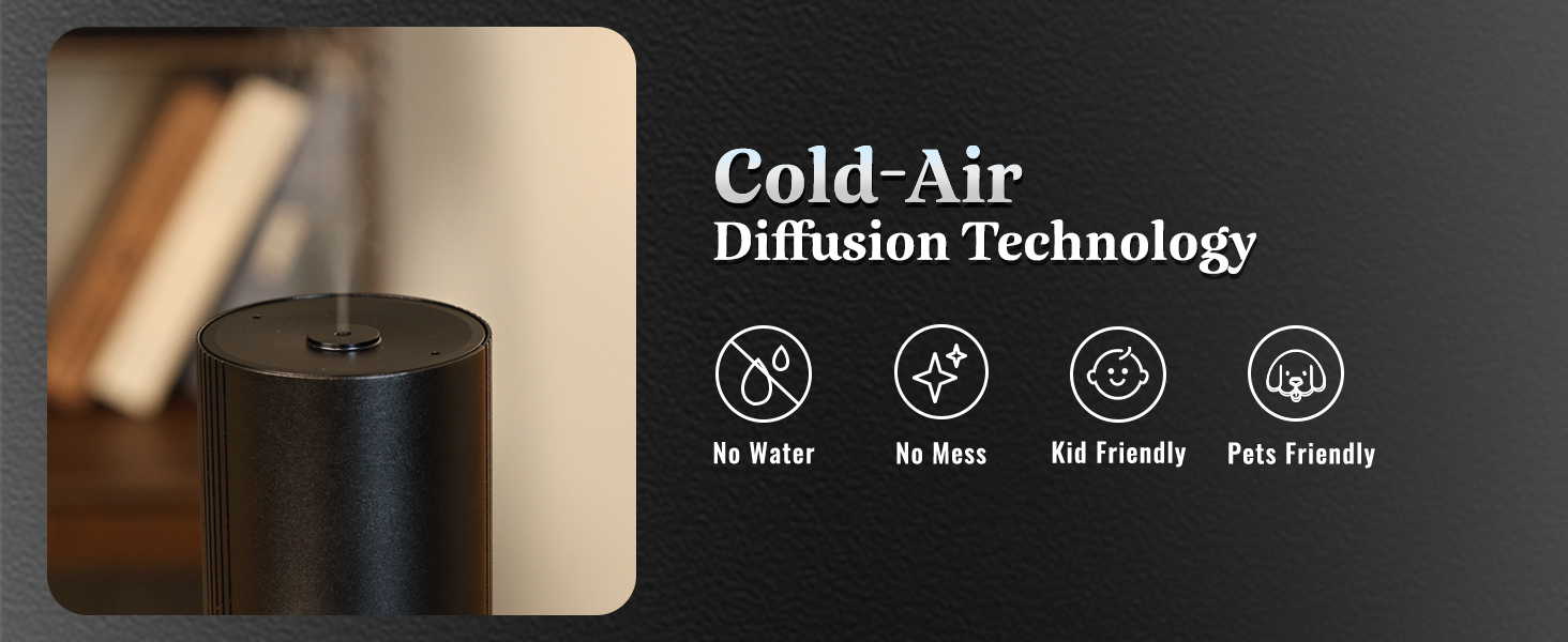 Bluetooth Waterless Diffuser, Essential Oil Diffuser for home with Cold Air Tech 100ML