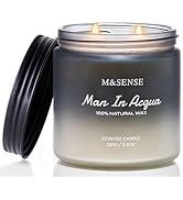M&SENSE Man in Acqua - Citrus & Marine Jar Candles for Home Scented, 2 Wick Large Soy Candle for ...