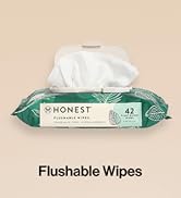 The Honest Company Flushable Wipes for Sensitive Skin | Fragrance Free, Hypoallergenic, 99% Water...