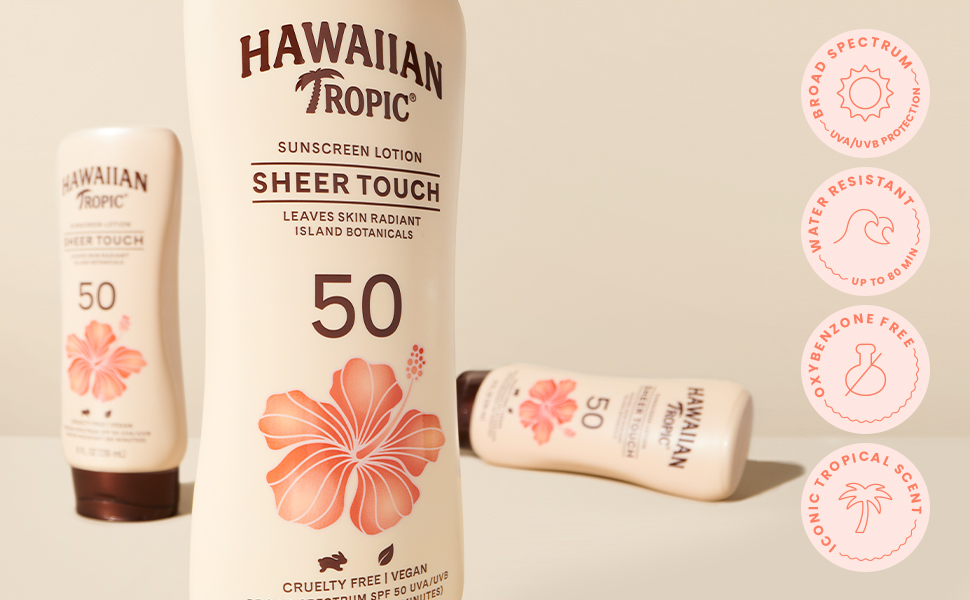 Hawaiian Tropic Sheer Touch sunscreen sun lotion sun protection SPF 30 SPF 50 Coppertone Neutrogena