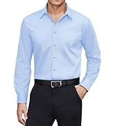 J.VER Men's Dress Shirts Cotton Stretch Long Sleeve Solid Formal Shirt Business Stain Shield Casu...