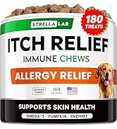 StrellaLab Dog Allergy Relief & Anti Itch Support Chews w/Omega 3, Pumpkin, Enzymes & Turmeric: R...