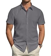 J.VER Men's Short Sleeve Dress Shirts Stretch Stain Shield Casual Button Down Shirts Solid Formal...