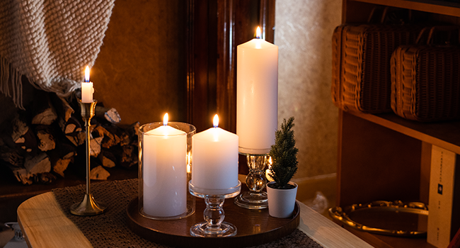 Retro  white pillar candles