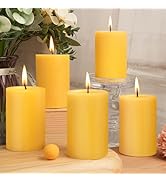 Natural Beeswax Pillar Candles, 2x3in Organic Pillar Candles-128 Hours Pure Beeswax Candles Long ...