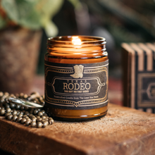 Rodeo 9oz candle scent by Jackson Vaughn mens candle texas souvenirs texas gifts for women