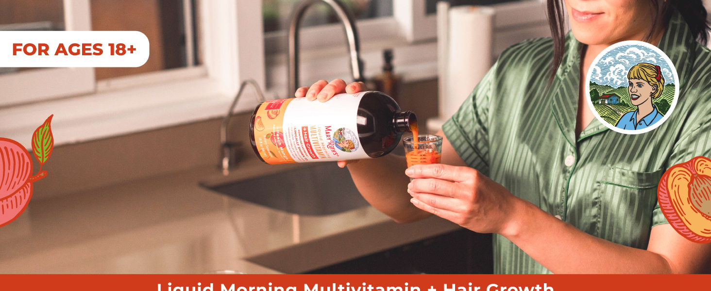 Morning Multivitamin + Lustriva Liquid, Peach Mango, 30 fl oz