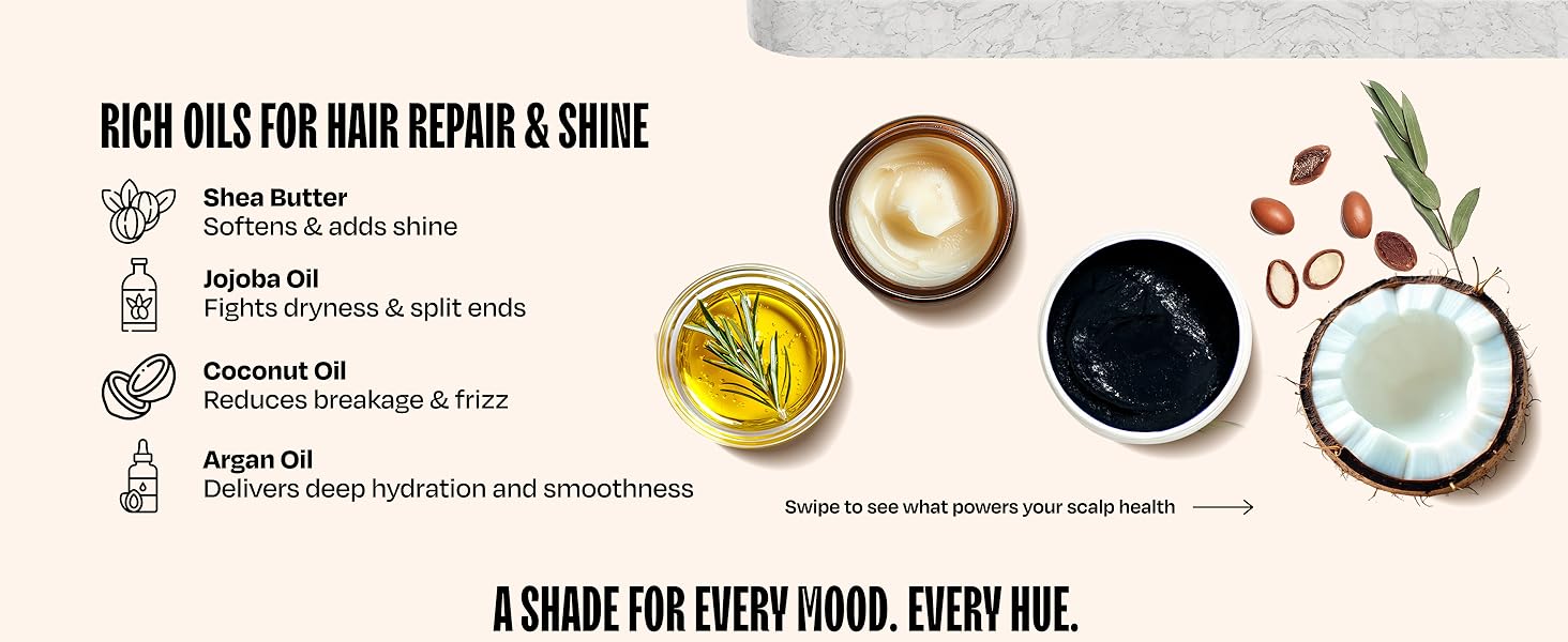 Overtone hair oil shea butter coconut jojoba avocado repair split ends reduce hair breakage shine