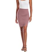 Hybrid & Company Women's Pencil Skirt Premium Ponte Basic Solid Stretch Above Knee Side Slit