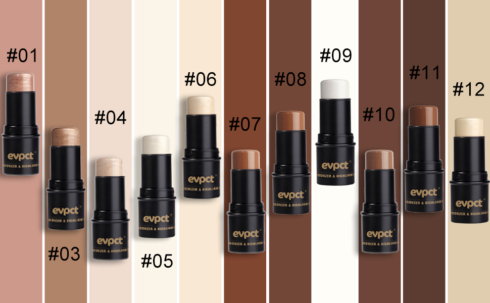 evpct 2Pcs Face Cream Makeup Highlighter Highlight Contour Stick