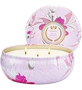 M&SENSE Cherry Blossom Scented Candles, Large 3 Wick Soy Tin Candle, Over 40 Hour Burning Time, 1...