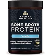 Ancient Nutrition Protein Powder Made from Real Chicken and Beef Bone Broth, Vanilla, 20g Protein...
