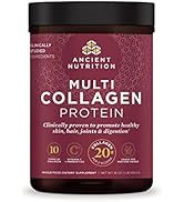 Ancient Nutrition Collagen Powder Protein with Probiotics, Unflavored Multi Collagen Protein with...