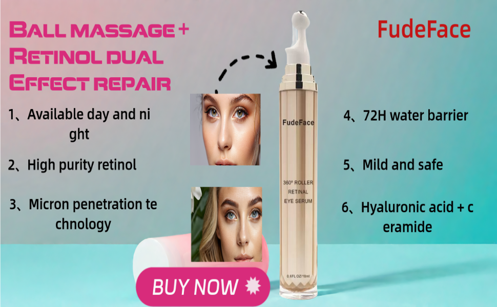 FudeFace Retinol Eye Essence 360° Roller Cream Massage Ball Suitable for Dark Circles