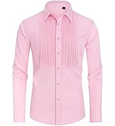 J.Ver Men's Tuxedo Shirt Formal Dress Shirt Pleated Long Sleeve Button Down Shirts for Prom Party...