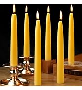 6 Pack Beeswax Taper Candles 8inch Smokeless Pure Beeswax Candle 8 Hour Burn Time Natural Beeswax...