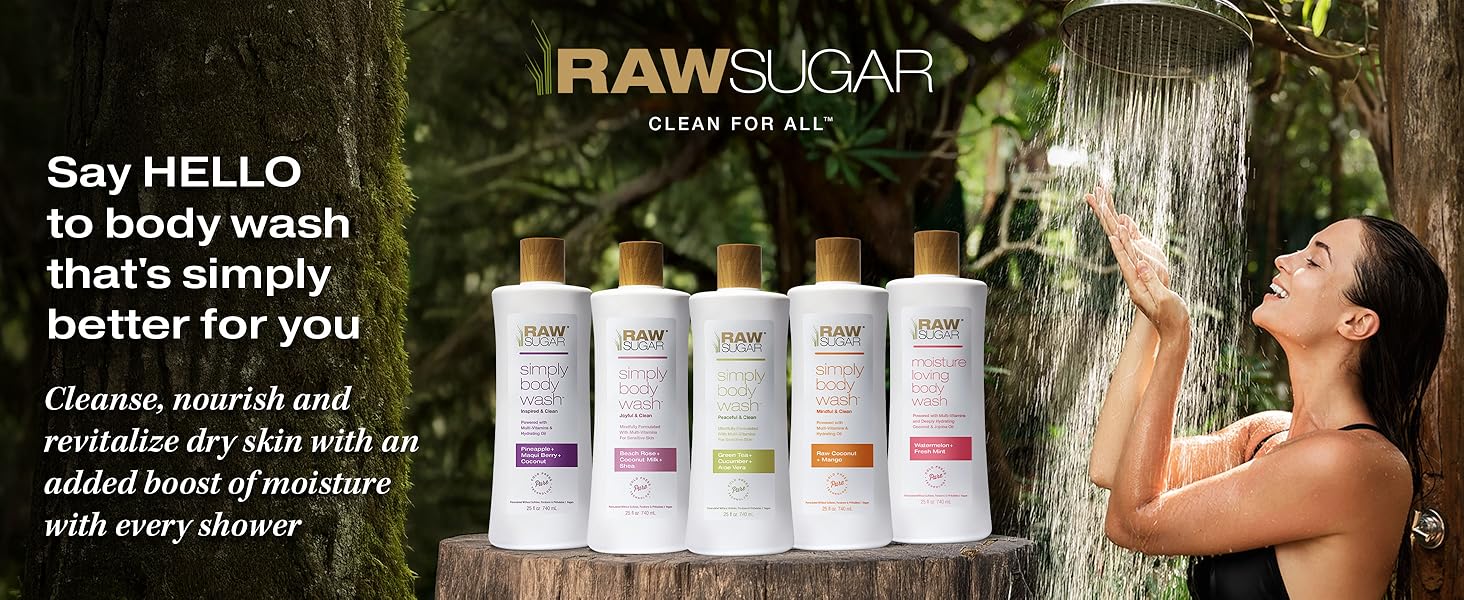 Raw Sugar body wash cleanse nourish moisturize dry skin shower variety gentle care