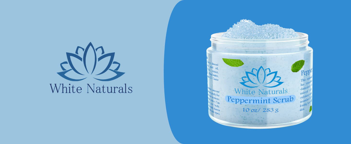 Peppermint scrub sugar salt body skin face skincare white naturals organic pure natural elbow 10oz 1