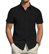 J.VER Men's Short Sleeve Dress Shirts Stretch Stain Shield Casual Button Down Shirts Solid Formal...