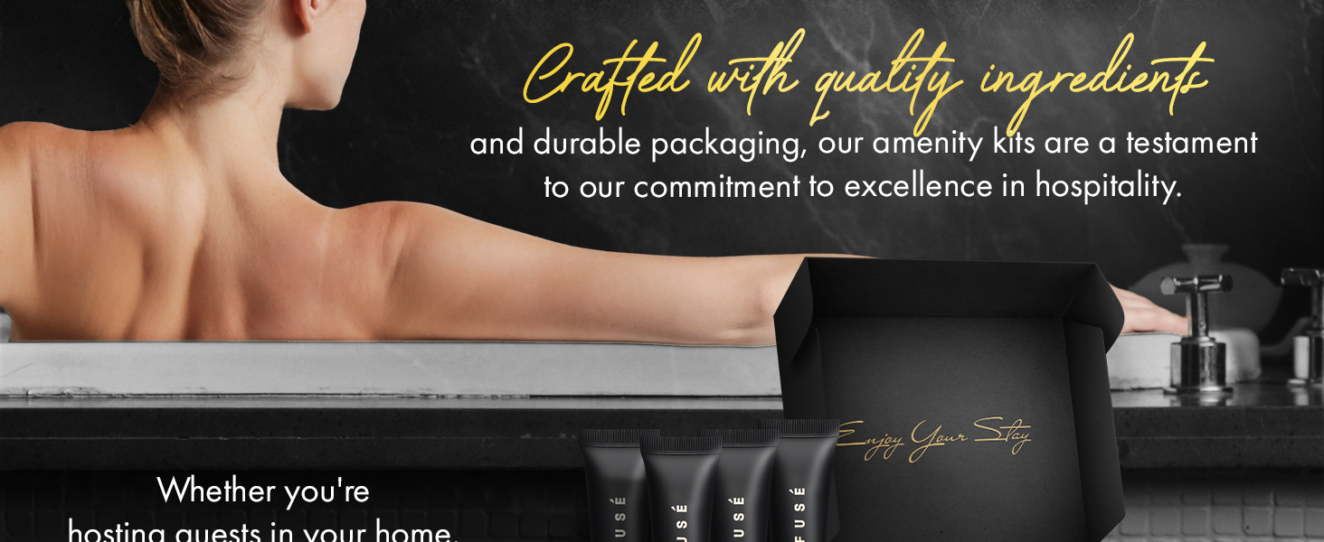 Infuse Black Amenity Kit Accessories Toiletries Set