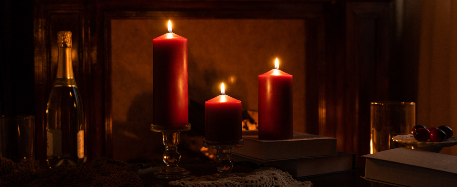 MOZEAL Red Pillar Candles