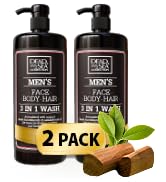 Dead Sea Collection Men’s Body Wash - Pack of 2 (67.6 Fl. Oz) - Sandalwood 3 in 1 Body Wash for M...