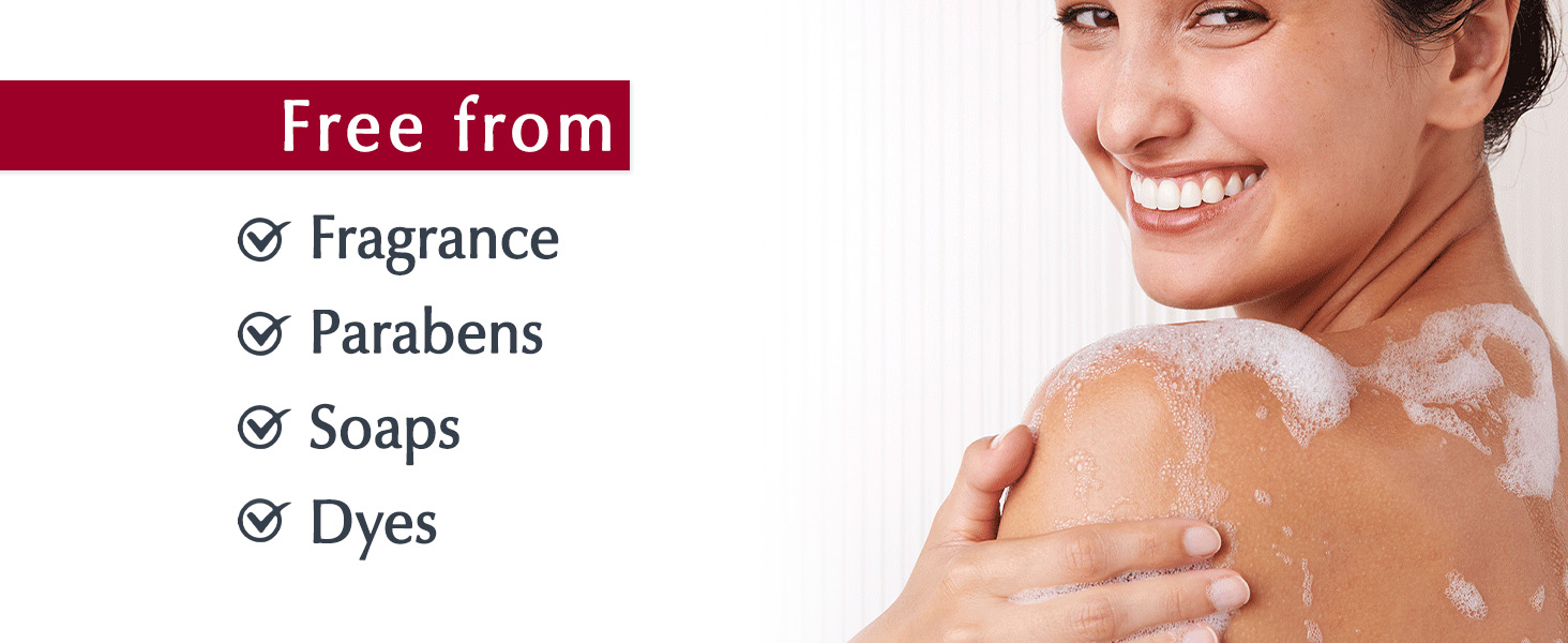 Free from fragrance, parabens, soaps, dyes
