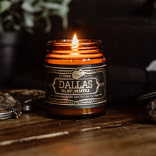 Dallas 9oz candle scent by Jackson Vaughn dallas candle jackson vaughn texas holiday