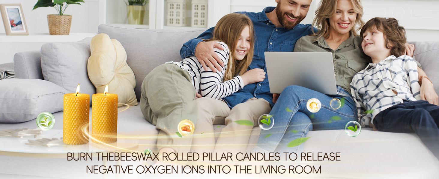 Burn the beeswax tapet candle to release negative oxygen ions into the living room