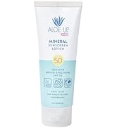 Aloe Up Kids Broad Spectrum Mineral Sunscreen Lotion SPF 50 - Face and Body Sunblock for Sensitiv...