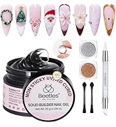 Beetles Solid Builder Nail Gel, 1.06 oz Clear 3D Gel Nail Art Non-Sticky Sculpting Gel with Chrom...
