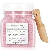 Sunday Rain Luxury Nourishing Bath Crystals, Vegan & Cruelty-Free with Vitamin Rich Acai Berry Ex...
