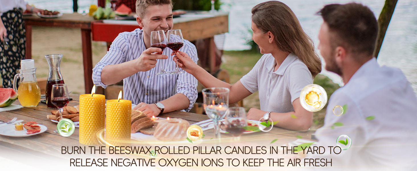 Burn the beeswax tapet candle in the yard to release negative oxygen ions to keep the air fresh