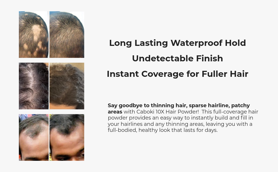Long Lasting Waterproof Hold, Undetectable Finish, Instant Coverage for Fuller Hair
