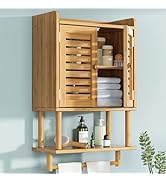 AmazerBath Bathroom Wall Cabinets, Bamboo Medicine Cabinets with Towel Bar, 2 Doors Over The Toil...