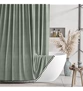 AmazerBath Boho Shower Curtains for Bathroom, Farmhouse Shower Curtain with Tassels, Sage Green S...