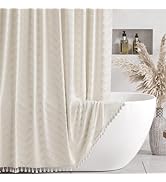 AmazerBath Boho Farmhouse Shower Curtain with Tassels, Beige Shower Curtain Set Fabric, Soft Clot...