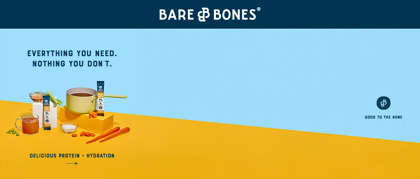 Bare Bones Instant Bone Broth High Protein Collagen Non GMO Low Sodium Zero Sugar Chicken Beef