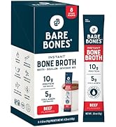 Bare Bones Beef Bone Broth Instant Powdered Mix | Rich Savory Packets on-the-Go No Artificial Fla...