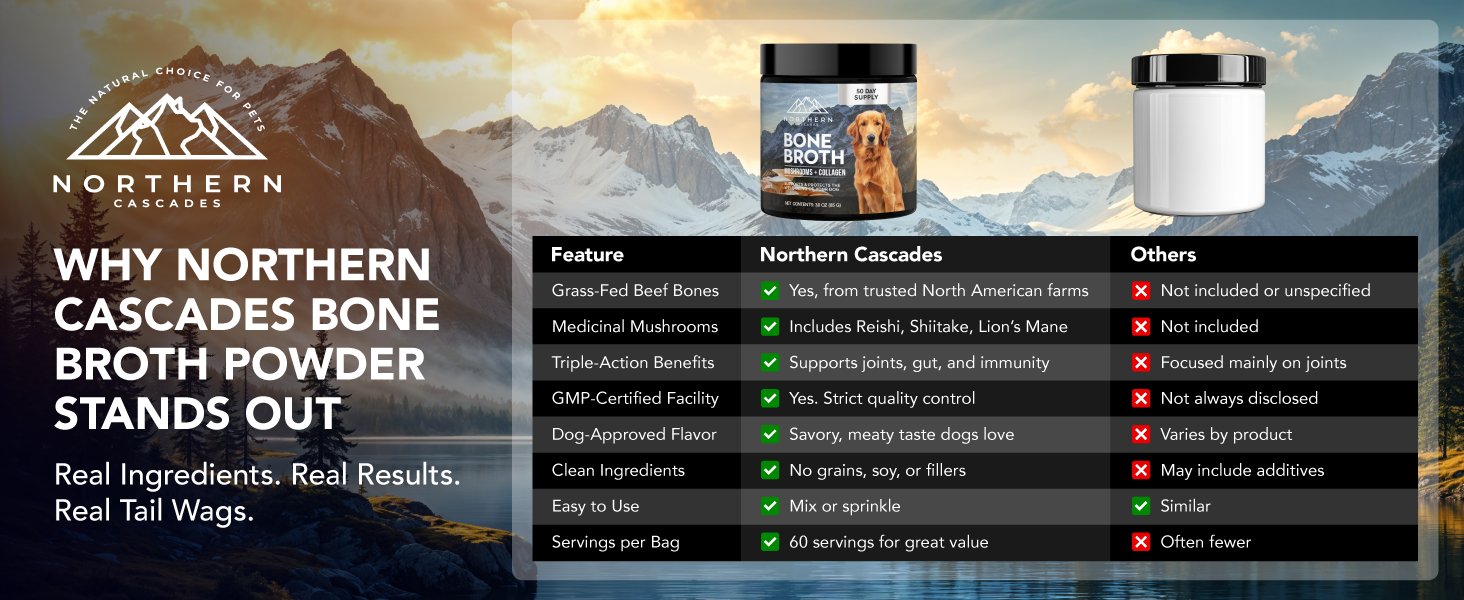 dog supplement bone broth mushroom topper dog food canine immunity joint support k9 immune booster