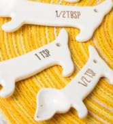 White Ceramic Dog Themed Kitchen Utensils: Measuring Cups and Spoons, Spoon Rest for Countertop -...