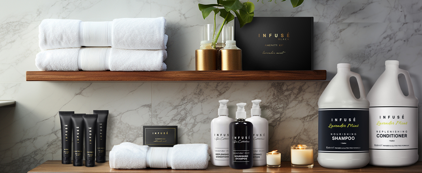 Infuse Black Amenity Kit Accessories Toiletries Set