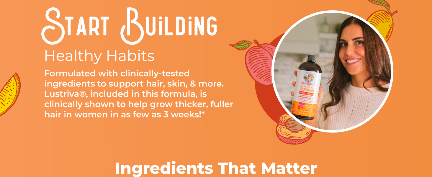 Morning Multivitamin + Lustriva Liquid, Peach Mango, 30 fl oz