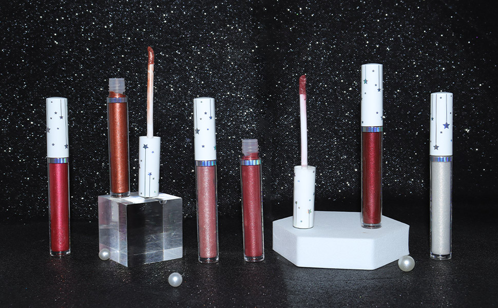 evpct 1Pcs Pink Pearlescent Shimmer Lip Gloss, Long Lasting glitter Liquid Lipstick Lip