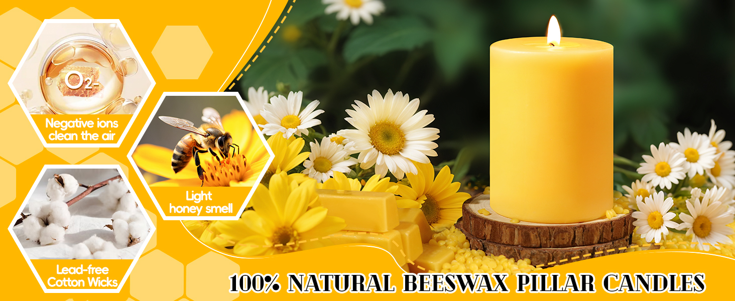 100 % natural beeswax candles lead-free cotton wicks negative ions clean the air