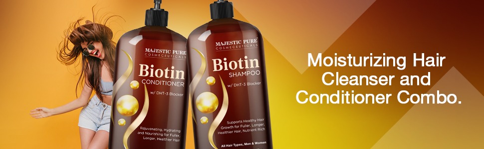 majestic pure biotin hair growth shampoo conditioner set natural BHT 3 blocker long thick best top