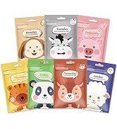Kaely 7 Pack Animal Character Sheet Masks, Face Masks for Kids Teens Skin Care, Korean Soothe Fac...